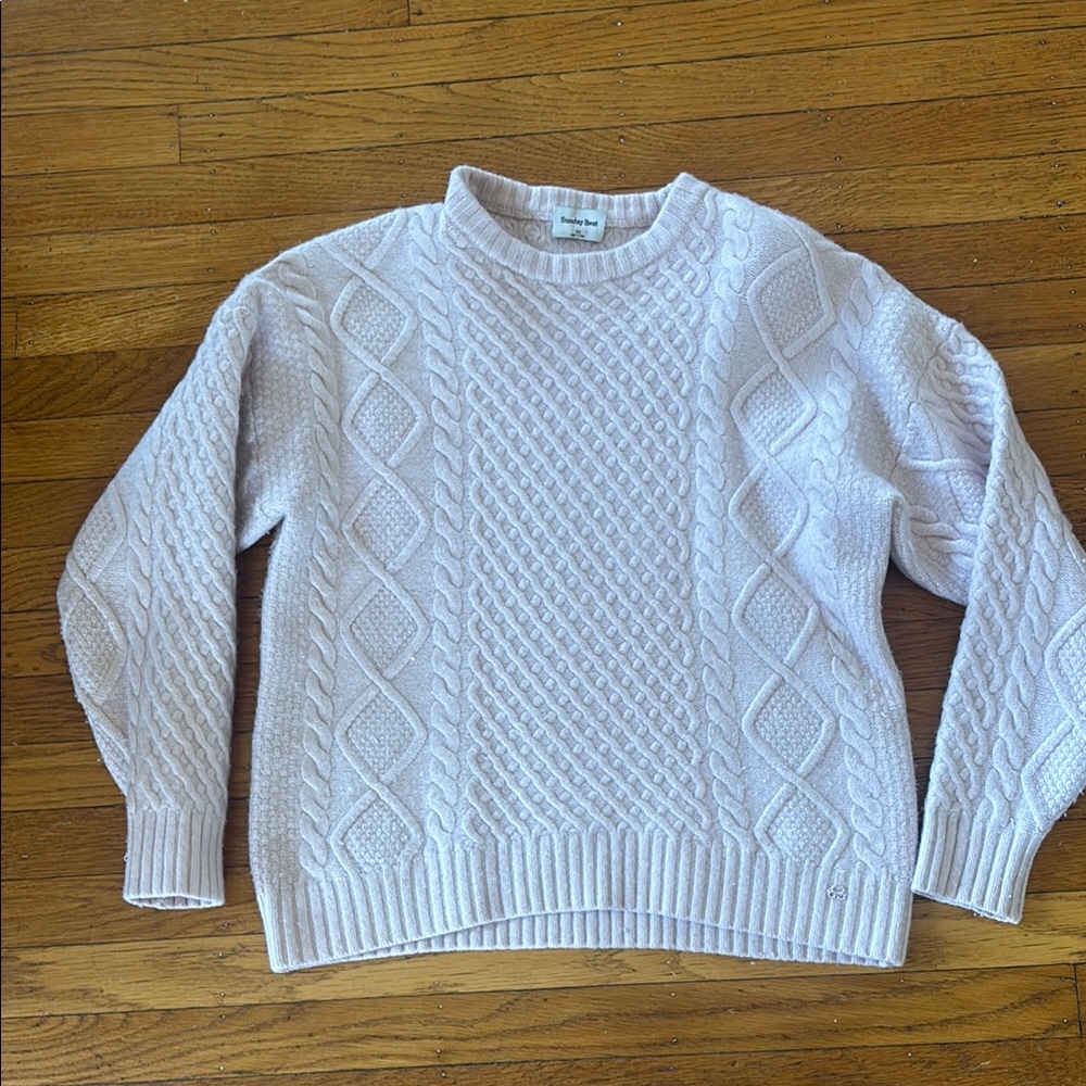 Aritzia Sunday Best Light Pink Cable Knit Sweater